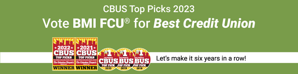 B M I Federal Credit Union building. Nominate B M I F C U today for C BUS Top Picks 2023. Voted #1 Best Credit Union five years in a a row.